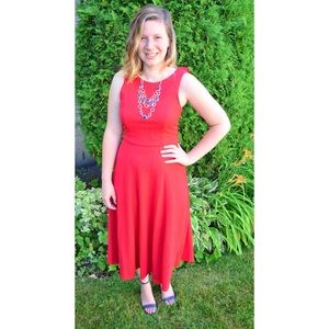 Red Ruffled Midi Dress from Fransesca’s